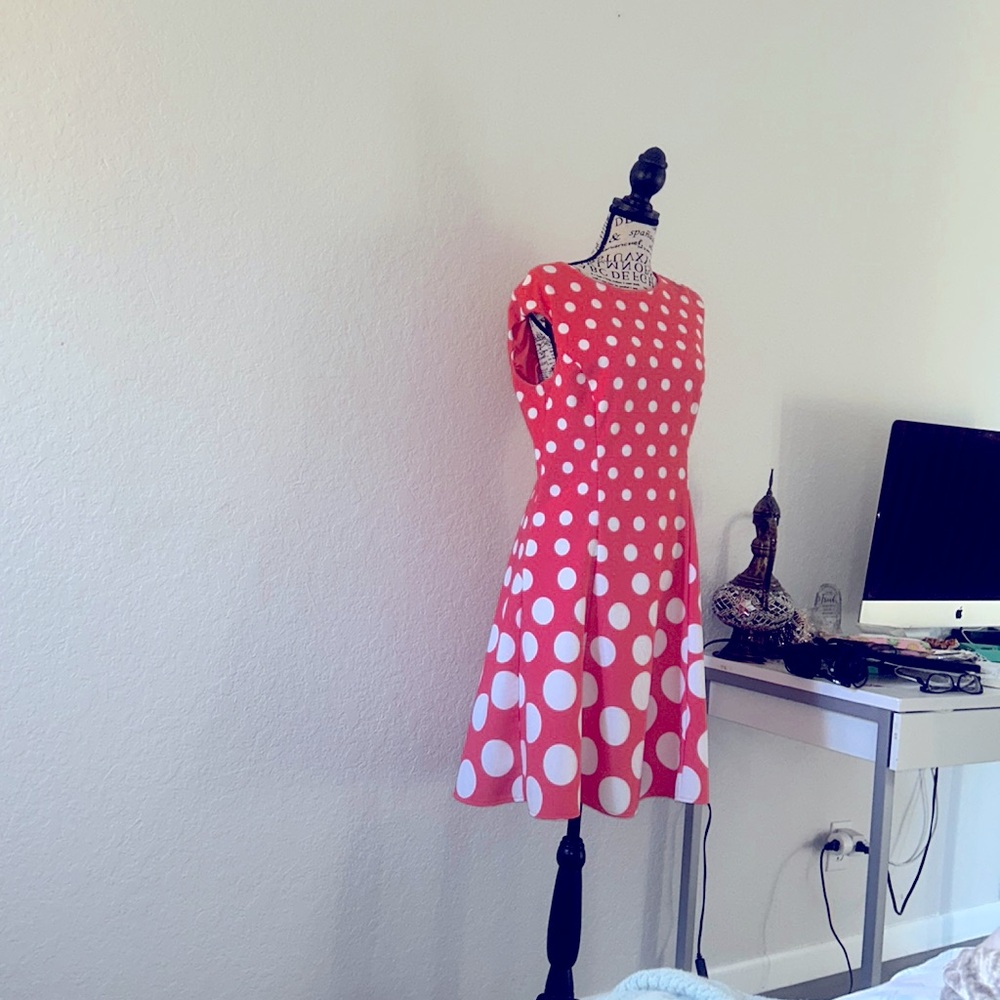 Preowned London Times Pink Polka Dot Dress size 10P - Picture 5 of 7